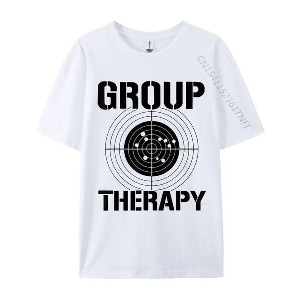 Vintage-Inspired 'Group Therapy' Men's Casual T-Shirt in premium cotton, featuring a retro graphic print and comfortable fit.
