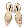 Elegant crystal-detailed sandals with comfortable high heel construction