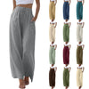 Breezy Escape cotton-linen wide-leg pants with adjustable straps in natural fabric blend