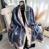 Luxury Autumn & Winter Leaf-Print Shawl Scarf for Women