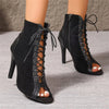 Black performance boots with cross-lacing detail and stability for confident choreography