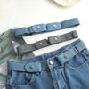 Buckle-free elastic belt in black and blue, adjustable from 85-115cm, perfect for comfort and style for men and women.