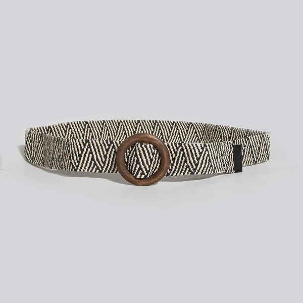 Chic woven belt for women, perfect for summer style, adjustable, lightweight, and versatile for casual or dressy looks.