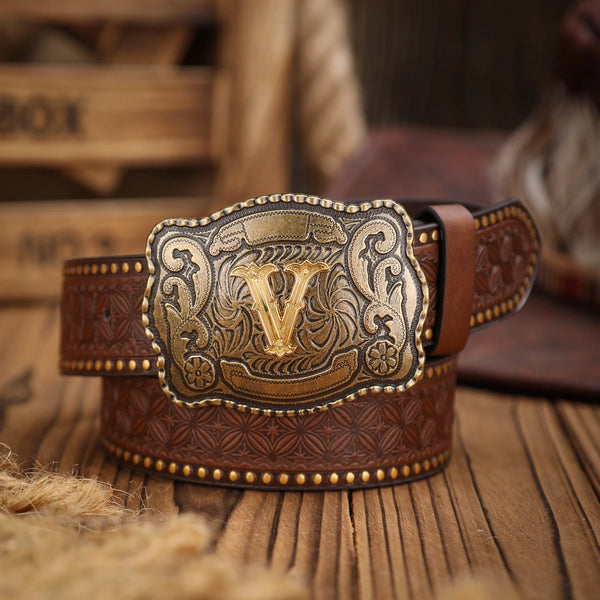 Sunset Hues Leather Belt laid flat, showcasing its premium PU leather material.