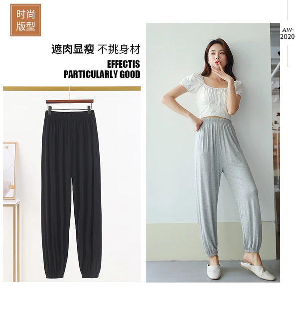 Comfy Modal Women's Pajama Pants in solid color, ankle-length, perfect for lounging and sleep, made of soft cotton and spande