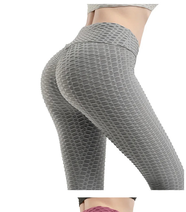 High waist push-up yoga leggings in light pink, made from high-quality polyester and spandex.