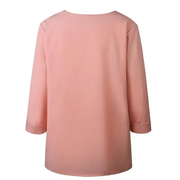 Elegant long sleeve office blouse for women in various colors, featuring a double-breasted closure and slim fit for professio