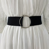 Chic Round Buckle Women's Elastic Waist Belt in neutral color, perfect for enhancing outfits with style and comfort.