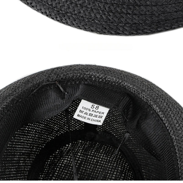 Lightweight and breathable straw fedora ideal for sun protection.