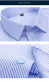 Purple striped short sleeve button-down shirt for business casual style