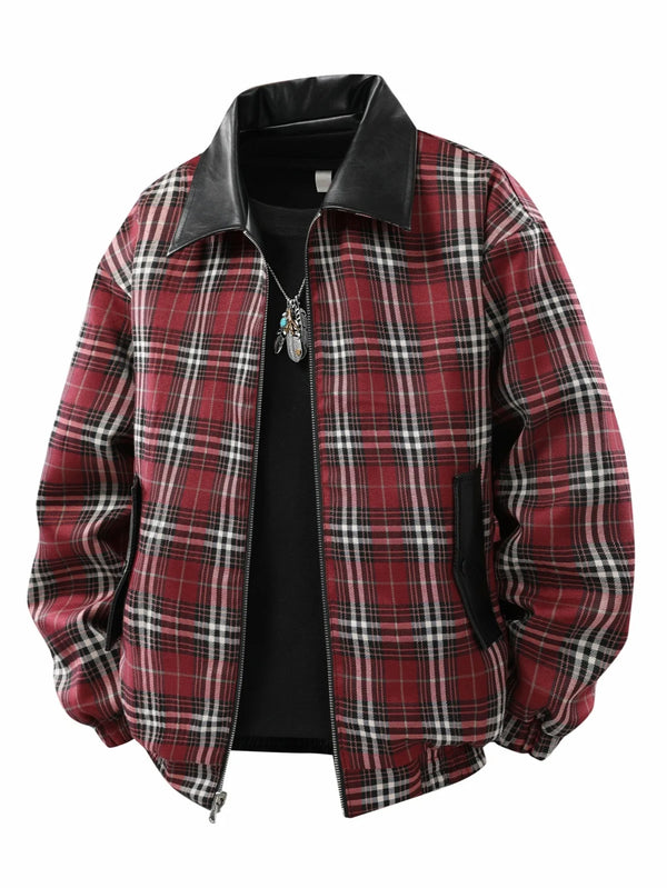 Classic men's faux leather jacket with turn-down collar, wind-resistant, cold-proof, perfect for autumn and winter style.