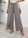 Floral wide-leg chiffon pants for women, ankle-length, elastic waist, perfect for summer fashion and casual chic outfits.