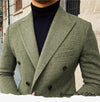 Elegant men’s 2-piece double-breasted suit set in premium polyester for autumn and winter business attire and formal events.