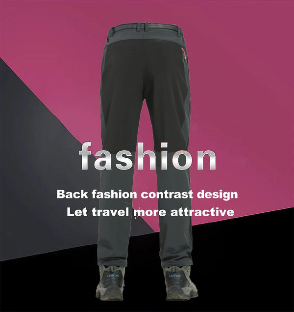 Waterproof fleece-lined pants for mountain trekking and winter camping