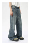 Wide leg jeans for men in washed blue with breathable loose fit