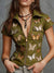 Trendy denim print shirt adorned with butterfly details and practical pocket storage