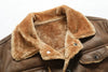 Premium men's suede leather winter jacket with turn-down collar, zipper closure, and regular fit for stylish warmth.