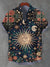 Casual beach-ready shirt with dimensional ethnic artwork and polyester fabric