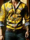 Detail of luxurious silk-polyester blend fabric in men's stylish shirt.