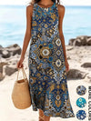 Detail shot of floral print pattern on bohemian midi sundress