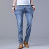 Premium stretch denim jeans with modern straight-leg silhouette