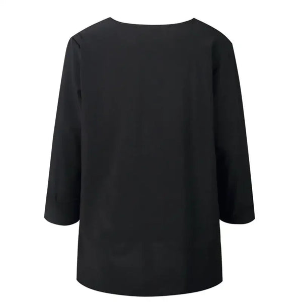 Elegant long sleeve office blouse for women in various colors, featuring a double-breasted closure and slim fit for professio