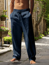 Versatile wide leg linen pants in neutral tone with relaxed drape