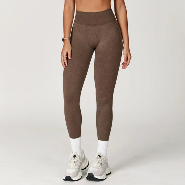 Crimson red high waist yoga pants designed for flexibility.