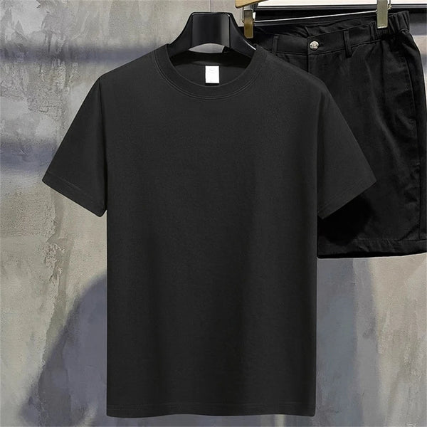 Classic Cotton Tee for men and women in solid color, breathable fabric, O-neck design, perfect for casual wear and comfort.