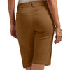 Straight leg cargo shorts with button closure and high waistline detail