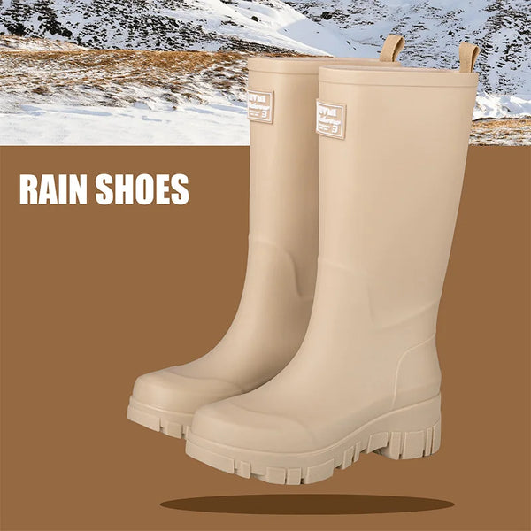 Chic waterproof women's ankle rain boots with non-slip outsole, perfect for rainy days and outdoor events.