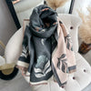 Versatile scarf for women, can be worn in multiple ways, featuring a chic leaf print.
