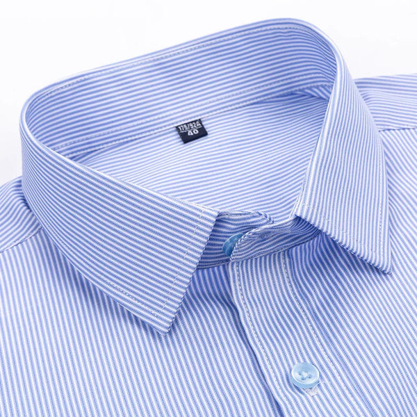 Business casual short sleeve plaid shirt with classic turn-down collar on white background
