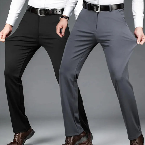 Effortless Elegance Elastic Straight Suit Pants in neutral color with comfortable elastic waistband