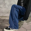 Men's everyday wide-leg denim pants with elastic waist and loose straight cut