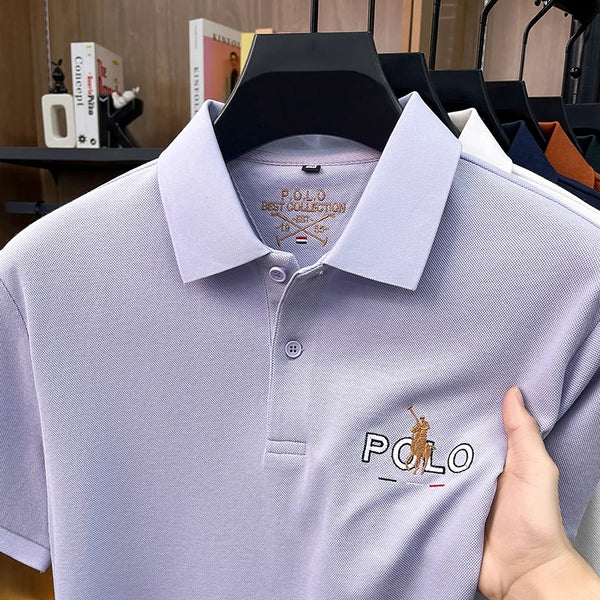 Cotton polyester Lyocell polo shirt with classic pony embroidery and relaxed fit