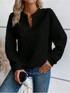 Loose fit knit hoodie with sophisticated deep V-neckline