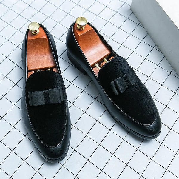 Detail of men's loafer showing breathable leather and secure fit design