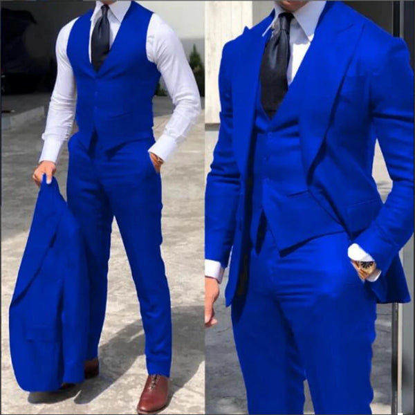 Back view of the tailored suit highlighting the sleek silhouette and custom-like fit.
