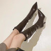 Non-slip rubber outsole stiletto boots perfect for office wear.