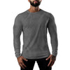 Men's long sleeve cotton tee in black, featuring moisture-wicking technology for comfort and breathability in casual wear.