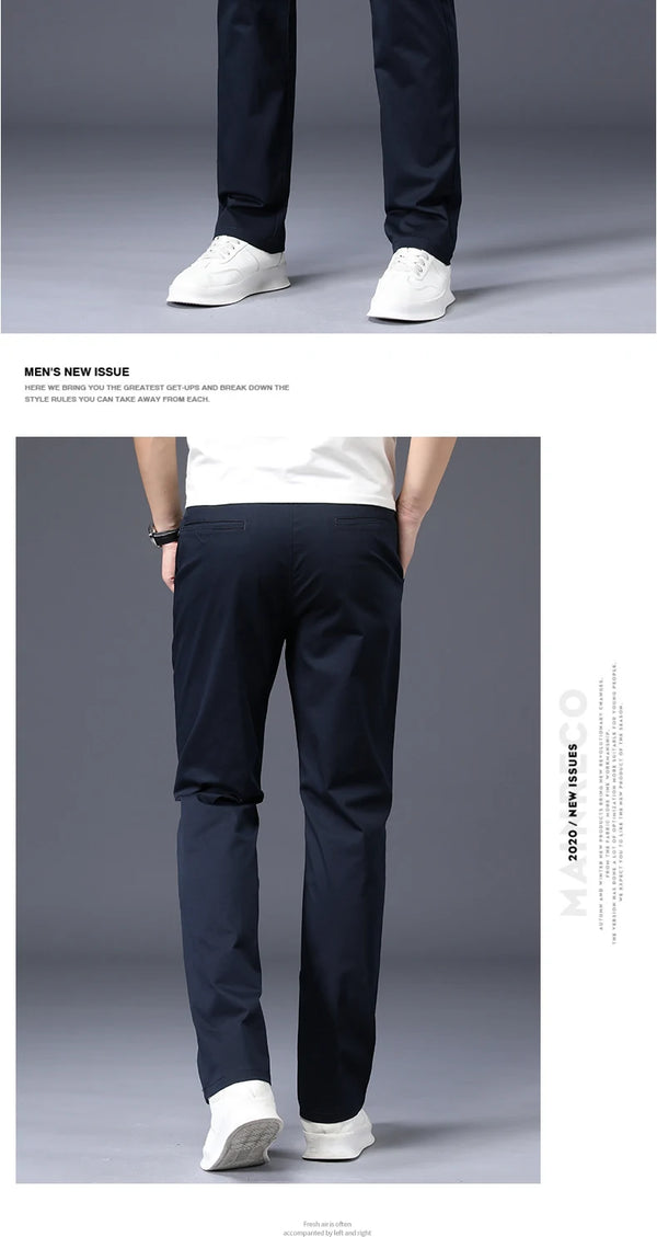 Premium Cotton Stretch Men's Casual Pants in classic colors, featuring a straight-leg design and comfortable spandex blend.