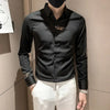 Elegant men's embroidered white long sleeve shirt with turn-down collar, perfect for casual and social events.