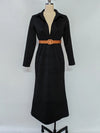 Autumn Whispers dress styled for a casual chic streetwear look with ankle boots.
