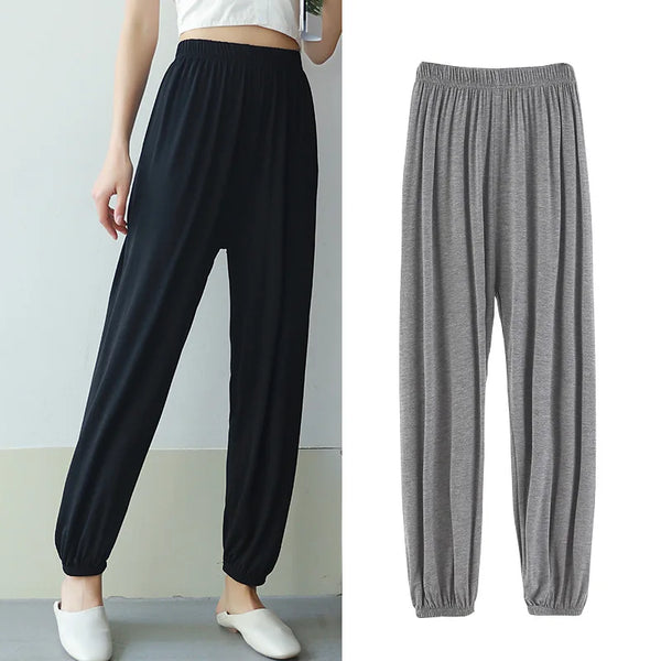 Comfy Modal Women's Pajama Pants in solid color, ankle-length, breathable fabric for lounging and sleep, sizes L-6XL.