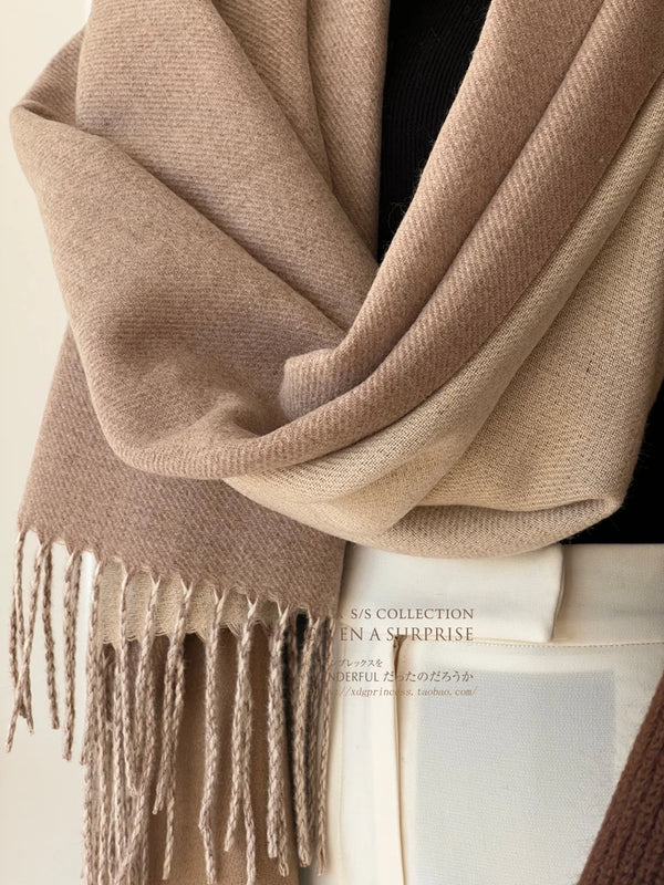 Imitation cashmere winter scarf in sophisticated charcoal, perfect for both casual and business wear.