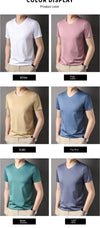 Classic v-neck tee with silk cotton polyester blend