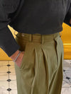 Vintage high-waist straight trousers for men in polyester, perfect for spring and summer casual wear with pleated detailing.