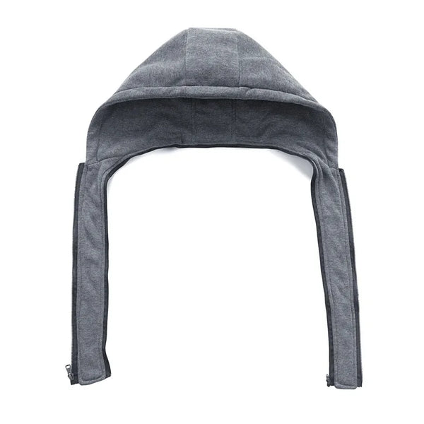 Men's autumn winter PU leather moto jacket with detachable hood, mandarin collar, and zippered accents for stylish comfort.