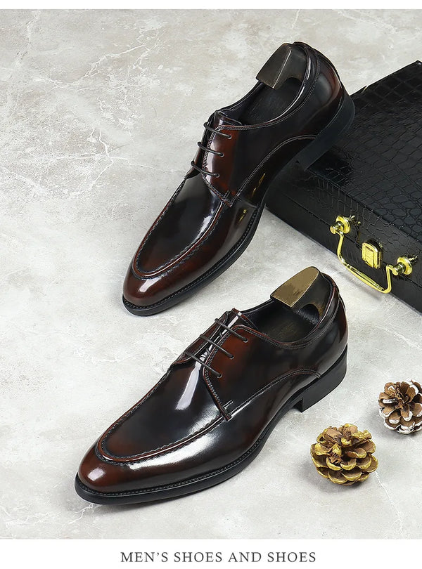 Black leather Oxfords with a luxurious finish for high-quality style.